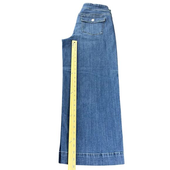 Chico's Wide Leg Ankle U.S Sz 10R (1.5) Dark Blue Pull-On Jeans Buttoned Pockets - Picture 9 of 11